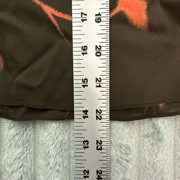 Tahari Top Womens 8 Silk Blend Floral Button Up Sheer Boho Flared Sleeves Brown - Picture 6 of 7